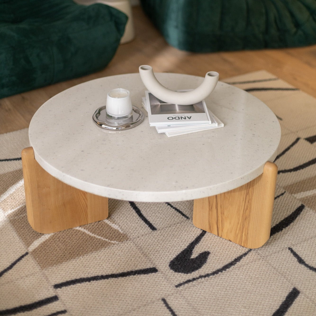 Round terrazzo coffee deals table