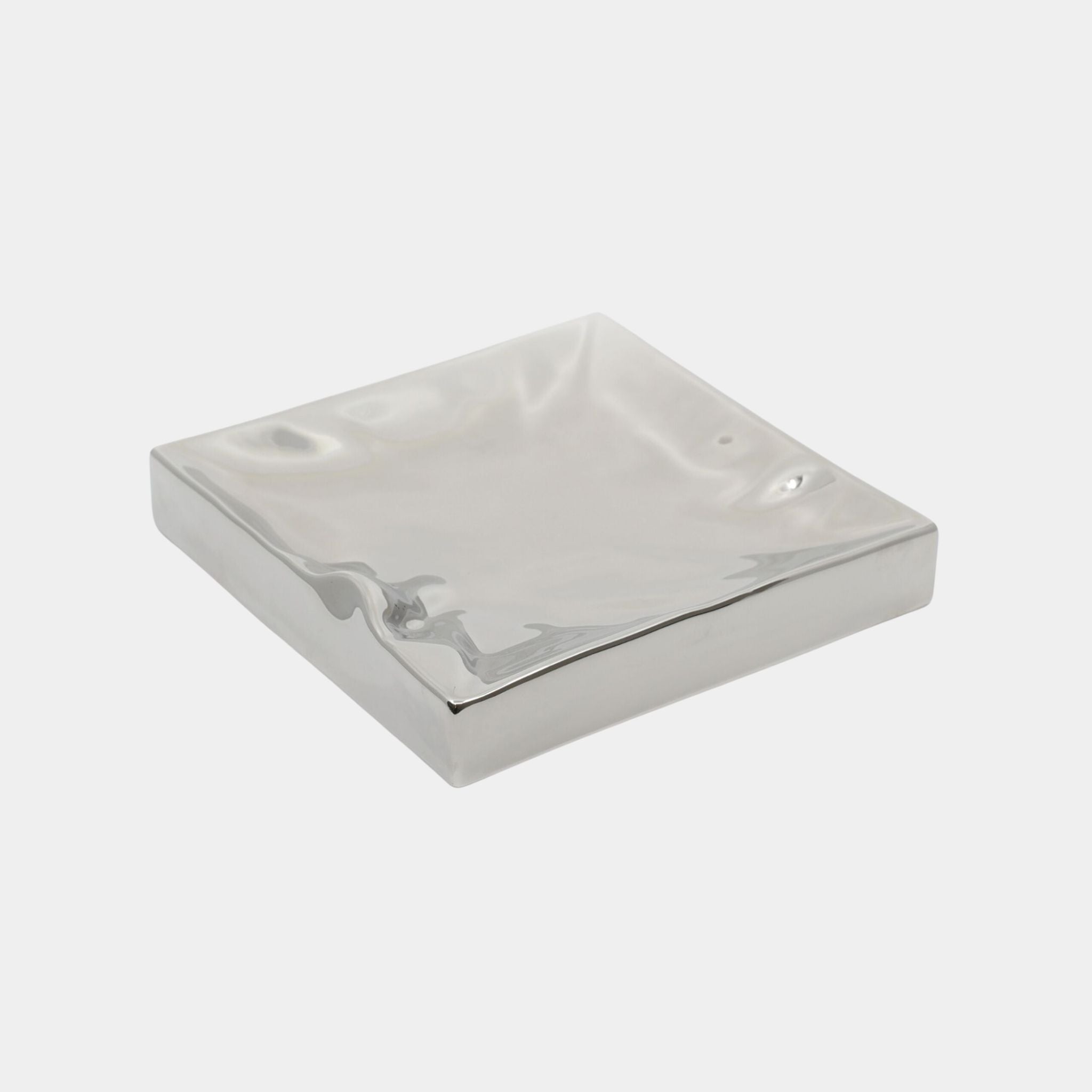 Ceramic Homewares | Square Warped Silver Tray - The Feelter