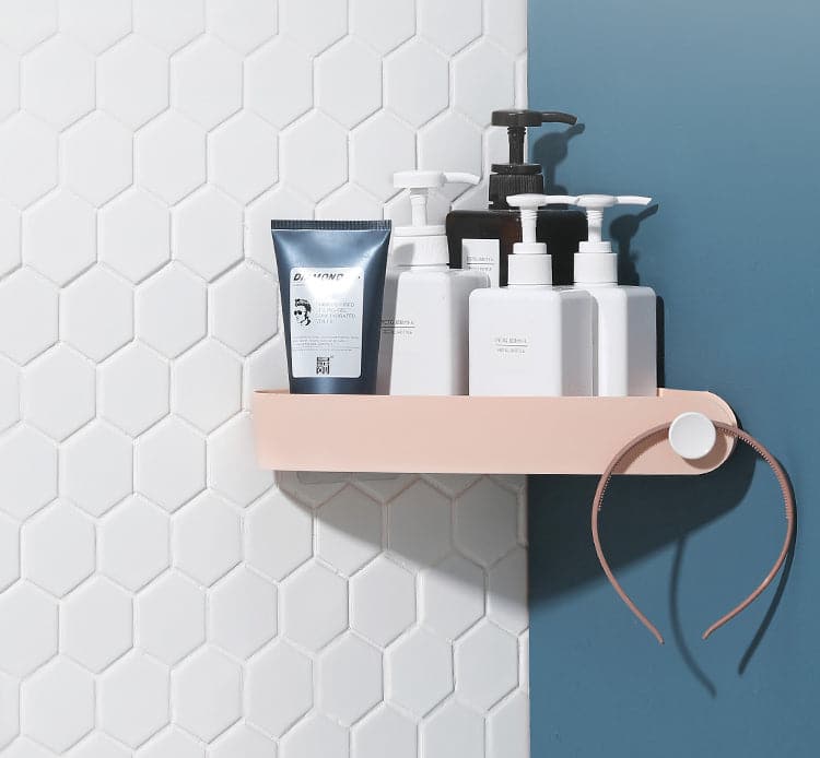 Punch-free bathroom wall-mounted triangle storage rack